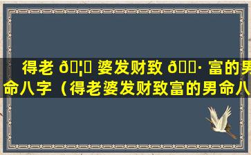 得老 🦉 婆发财致 🌷 富的男命八字（得老婆发财致富的男命八字是什么）